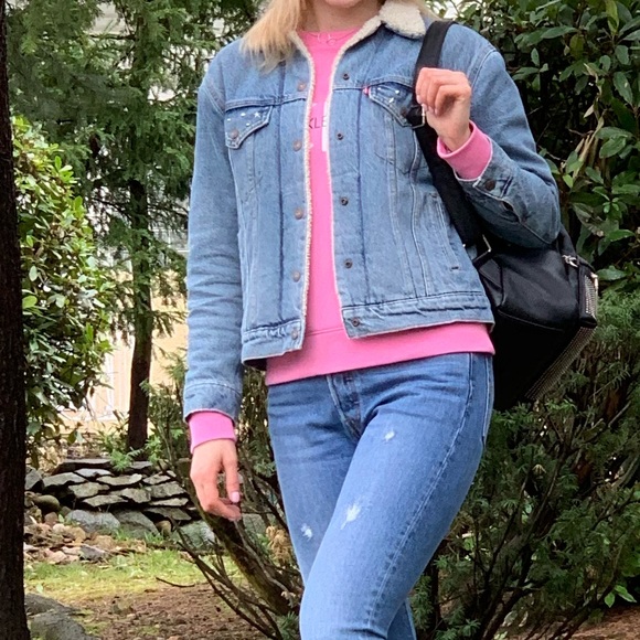 Levi’s Ex-Boyfriend Fleece Denim Jacket / Sherpa jacket / Size S - Picture 6 of 7